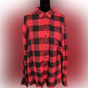 Lucky Brand Buffalo Plaid Flannel Shirt with Shirttail - Size XL